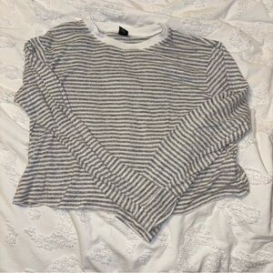 wild fable White and Gray Striped Long Sleeve Tee